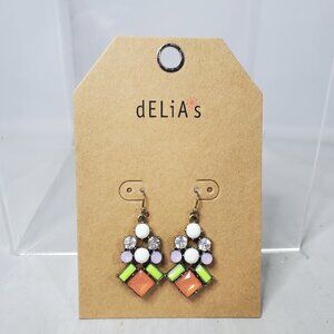 Delia's vintage geometric multi color  design stone fish hook dangle earring